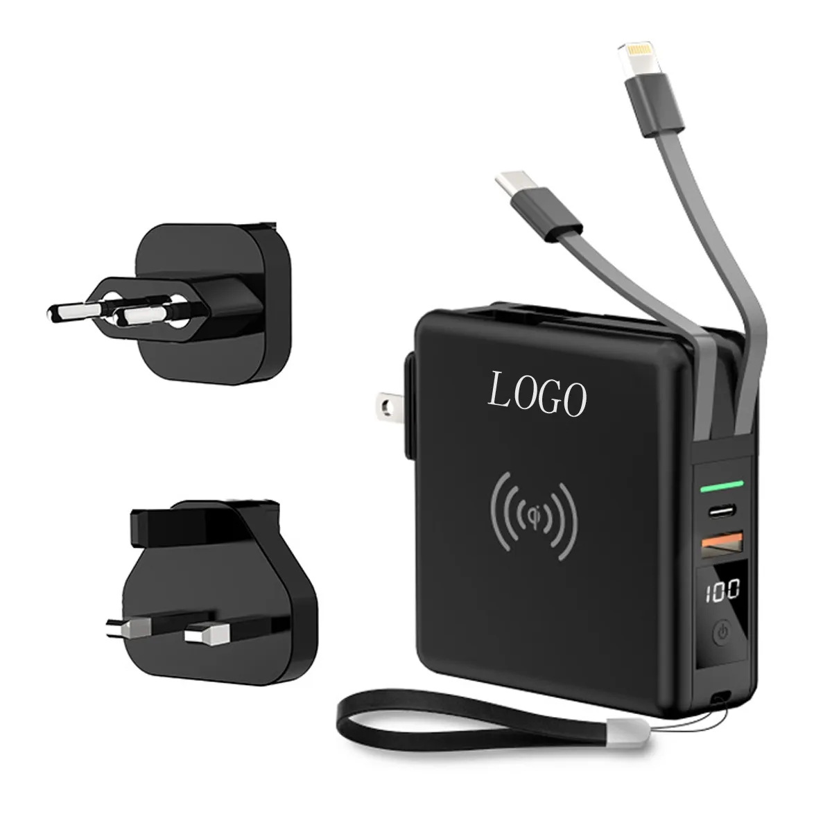 wireless 10000mAh Power Bank with AC Wall Plug