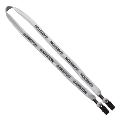 5/8" Double-Ended Polyester Shoelace Lanyard with Metal Crimp and Metal Bulldog Clip