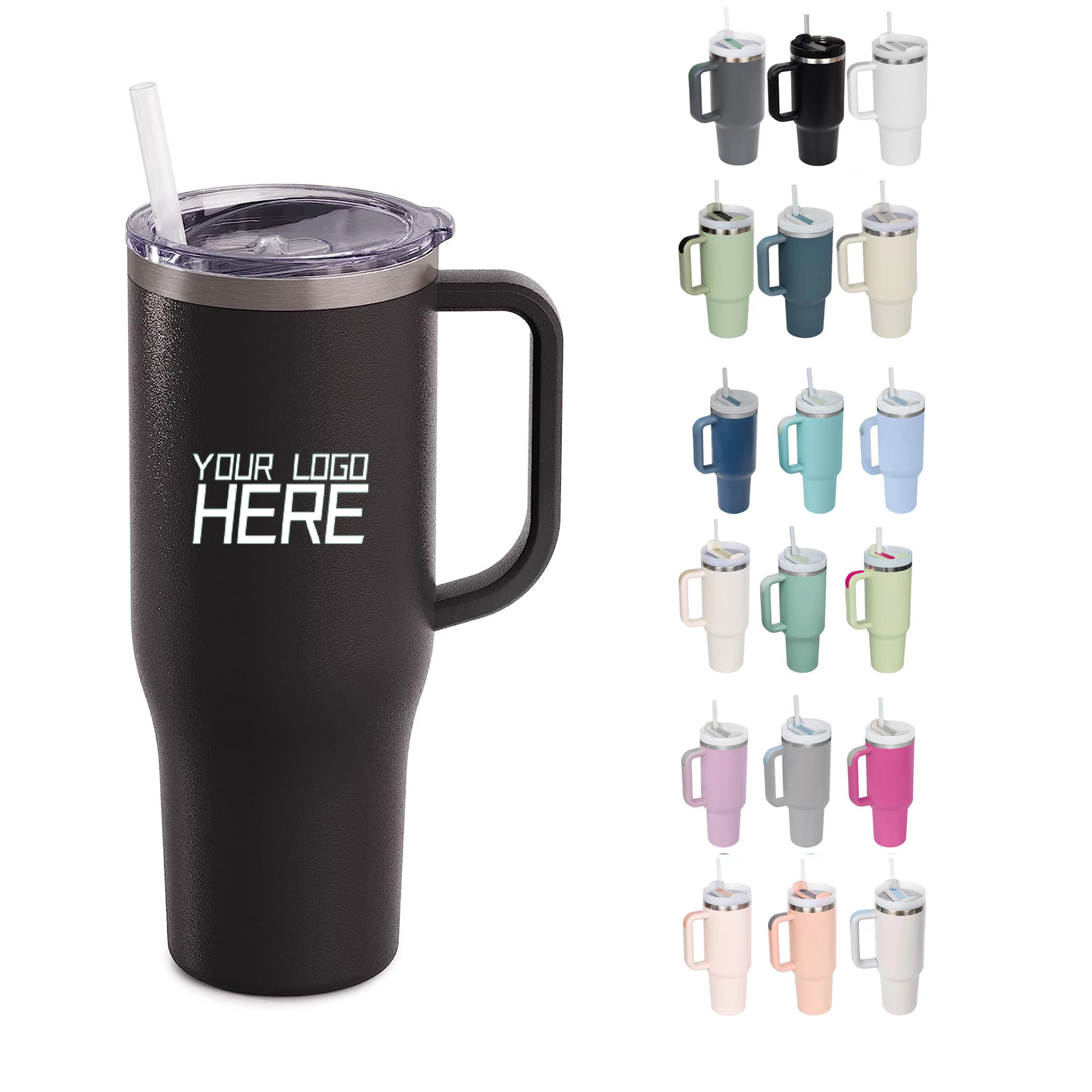 40oz Insulated Travel Mug Tumbler with Handle