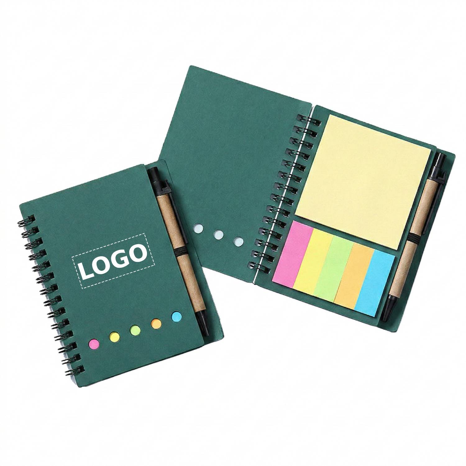 Spiral Kraft Notepad with Sticky Notes and Pen