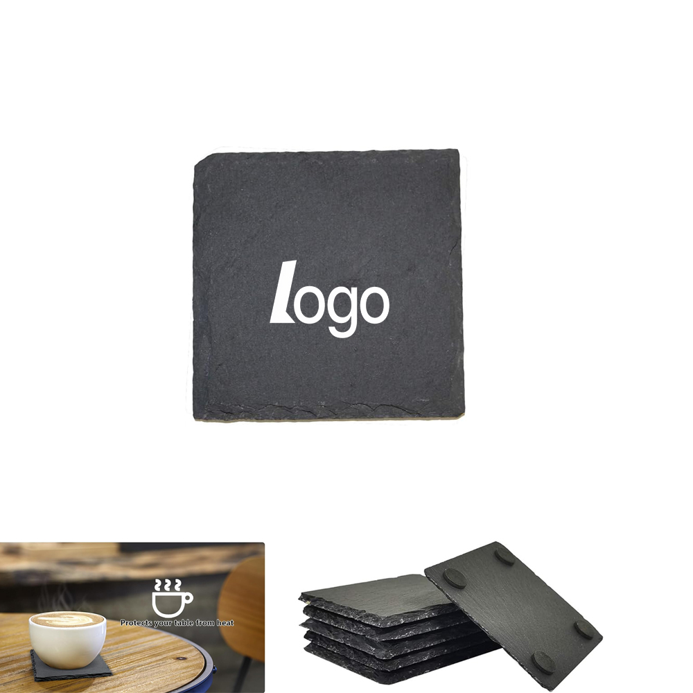 Custom Engraved Square Slate Coaster W/ Eva Pad 4''X4''