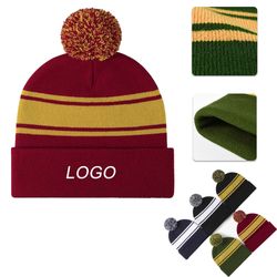 Pom Pom Knit Cuffed Cap