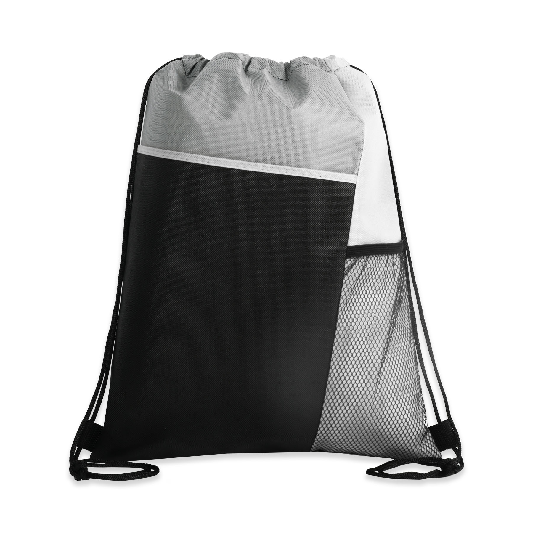 Tri Color Drawstring Backpack with Front Mesh Pocket 55