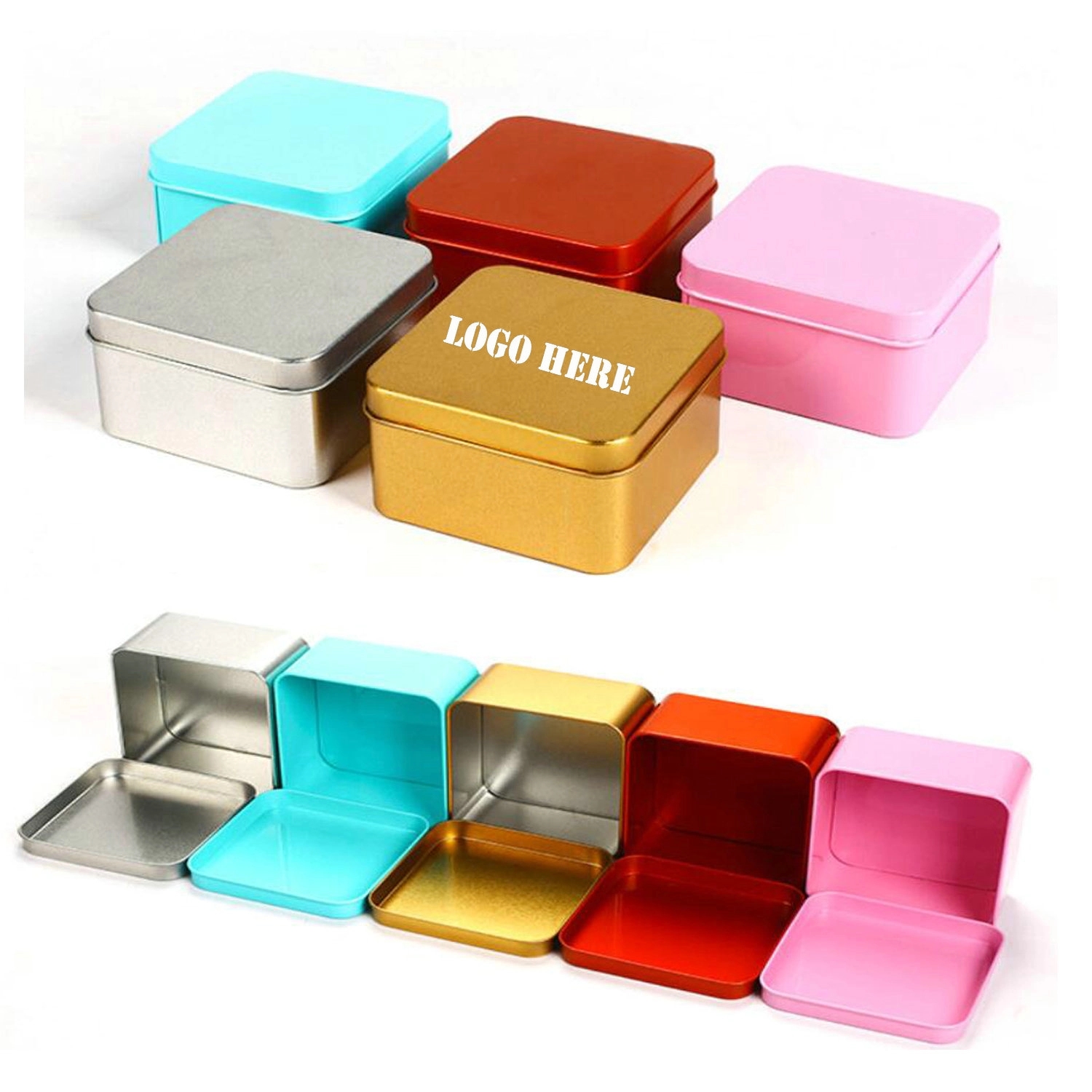 Square Tinplate Storage Box With Lid 1