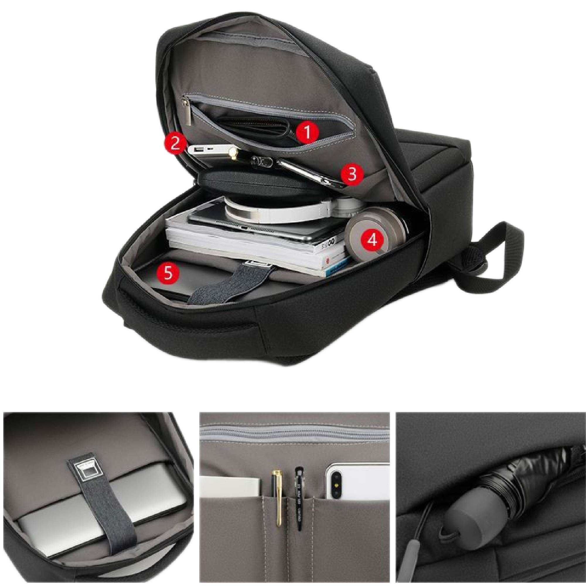 Business Travel Laptop Backpack with USB Charging Port 7