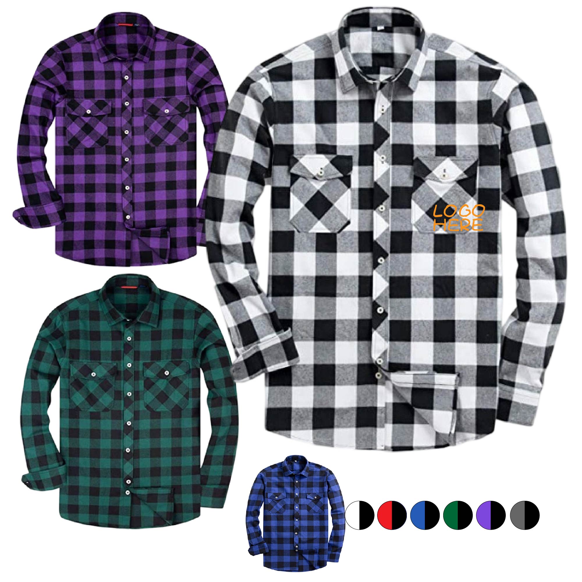 Long Sleeve Plaid Flannel Casual Shirts 6