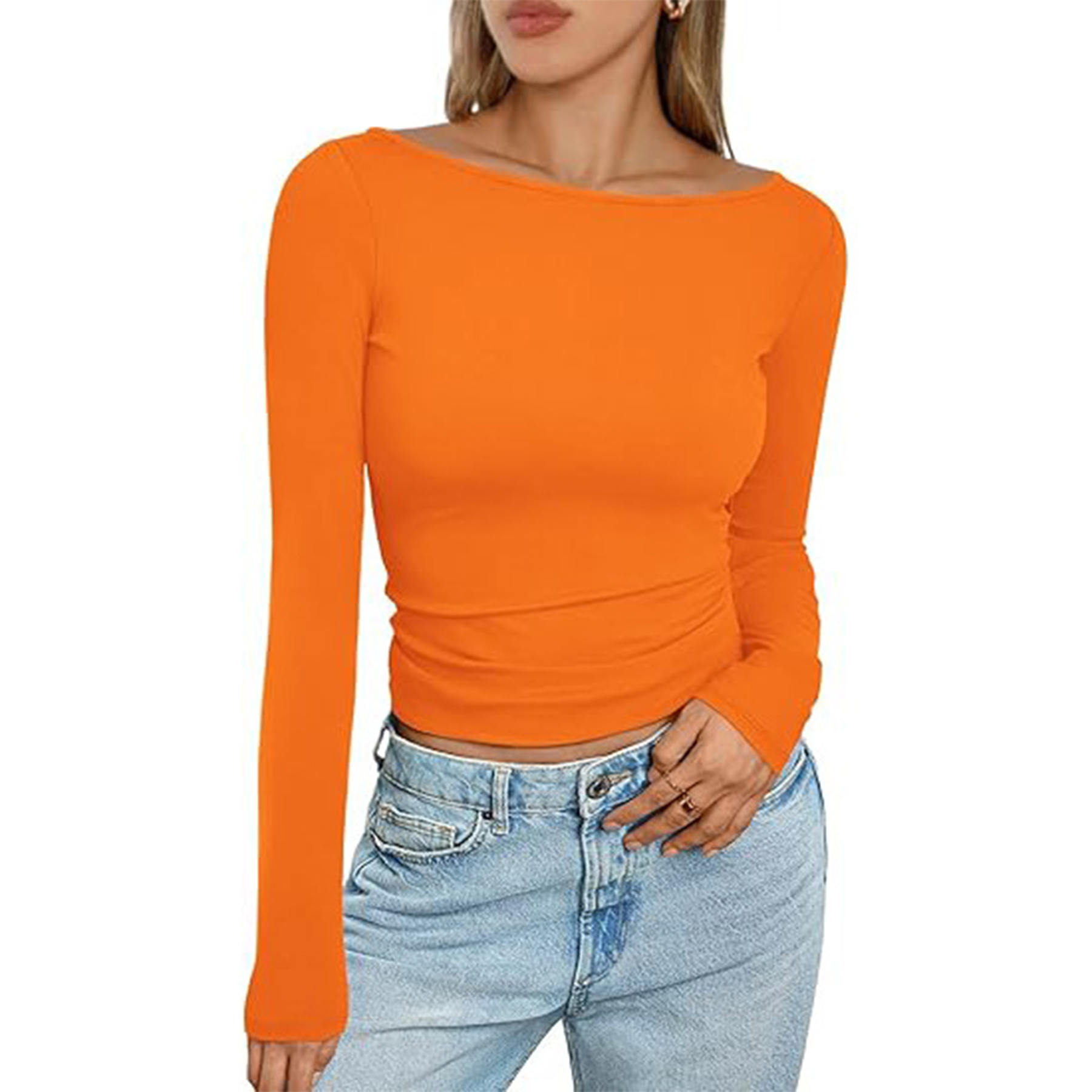 Women Boat Neck Long Sleeve Shirt 40