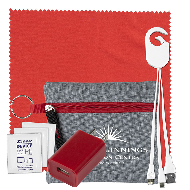 "Sundale" Mobile Tech Kit Charging Cables, Microfiber & Charging Cables in Zipper Kit 4