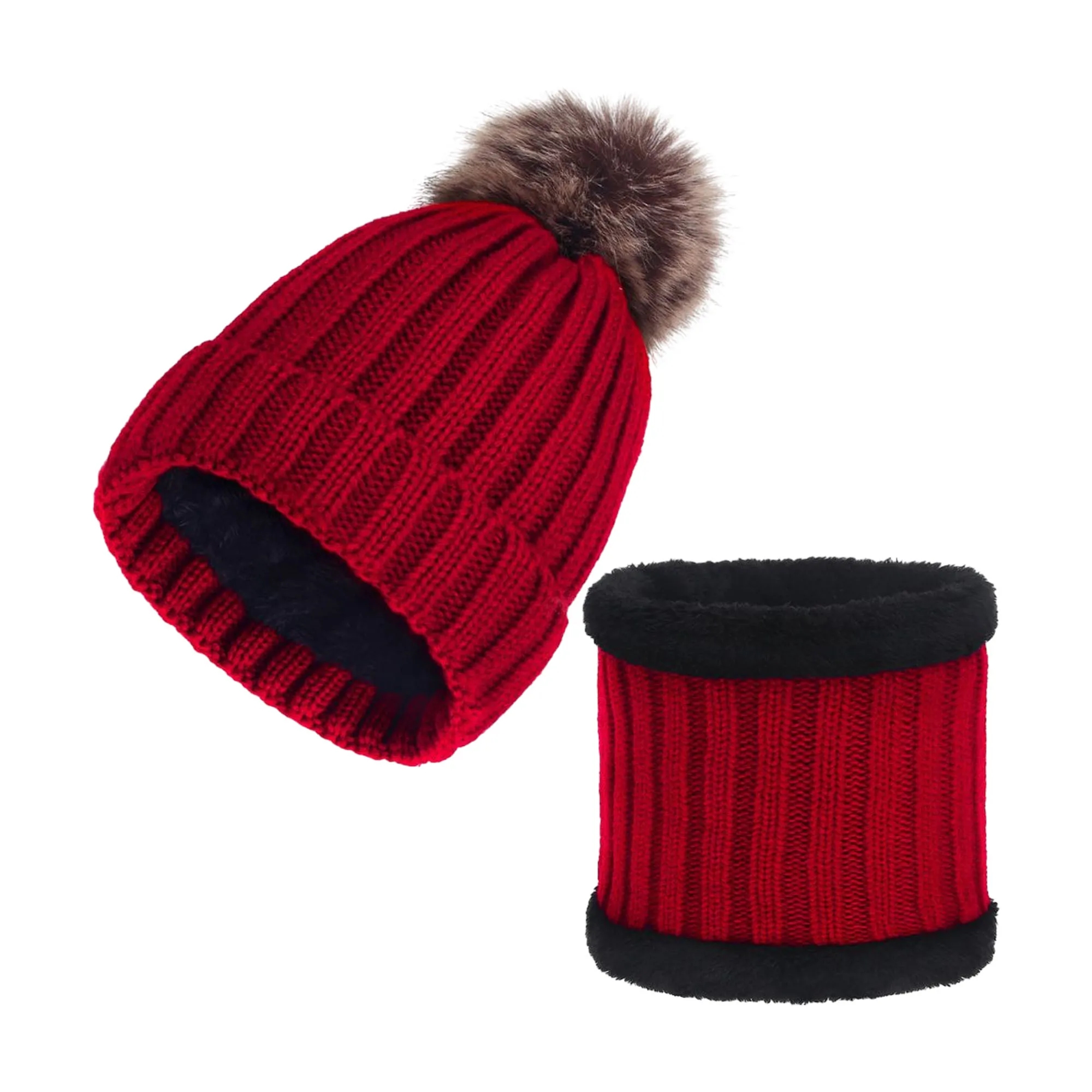Thickened Hairball Hats and Scarves MOQ 100 15