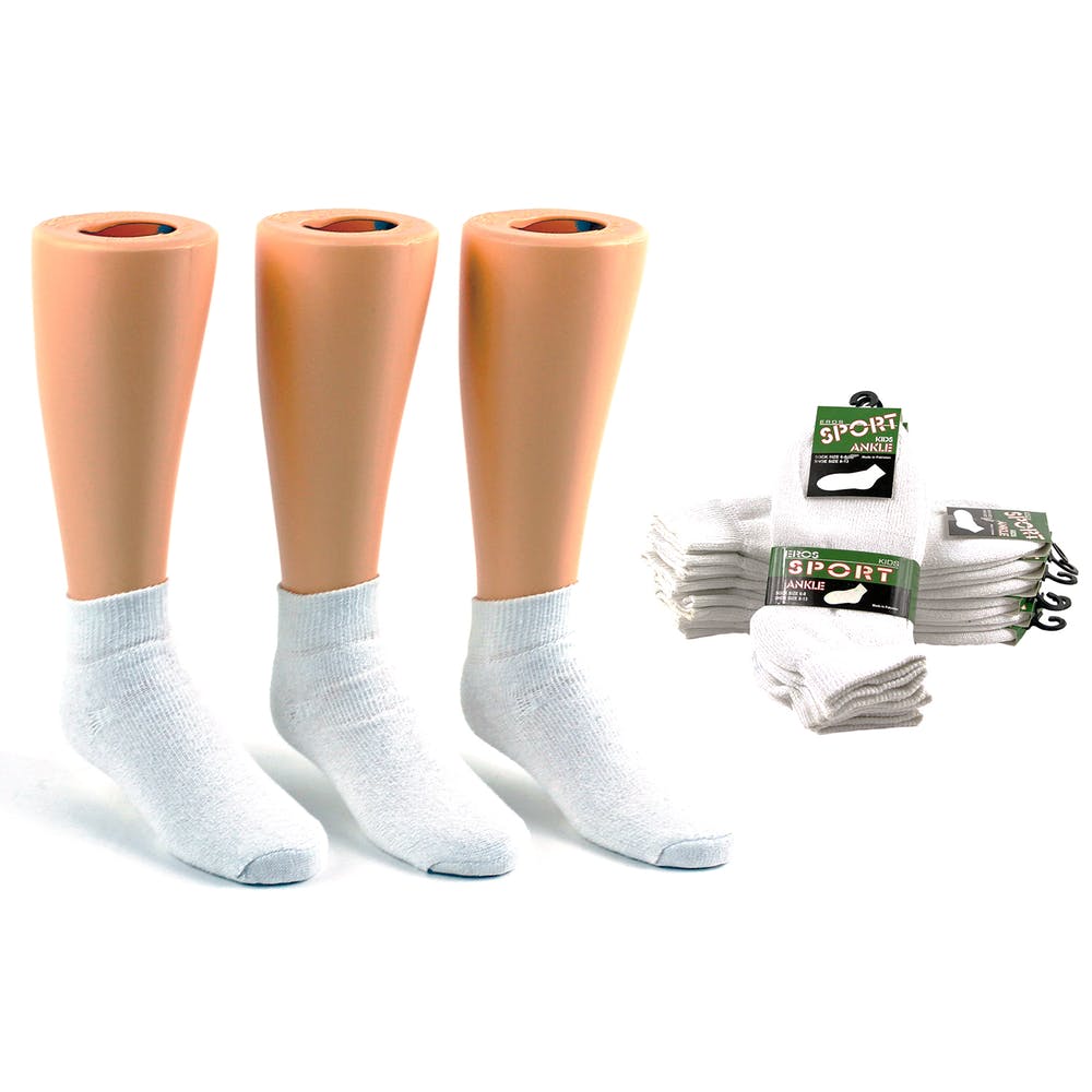 Kids' Ankle Socks - White Size 4-6, custom youth shirt with logo imprint 3