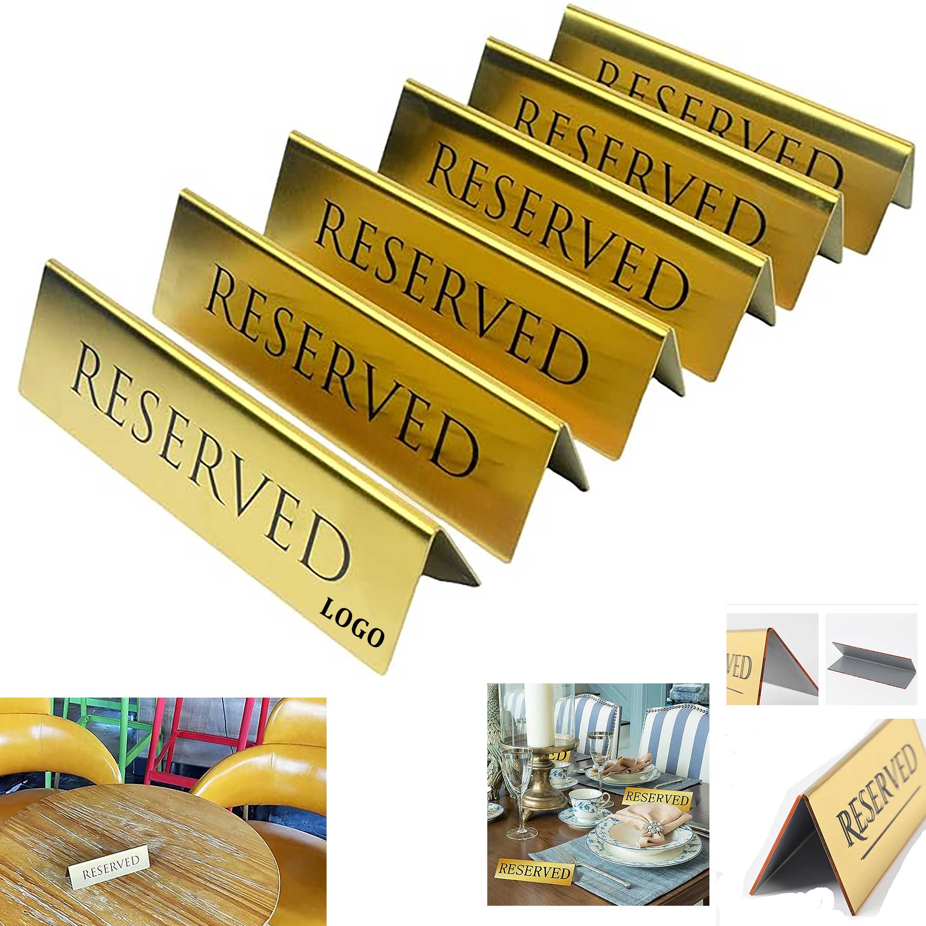 Gold Metal Desktop Reserved Sign 5