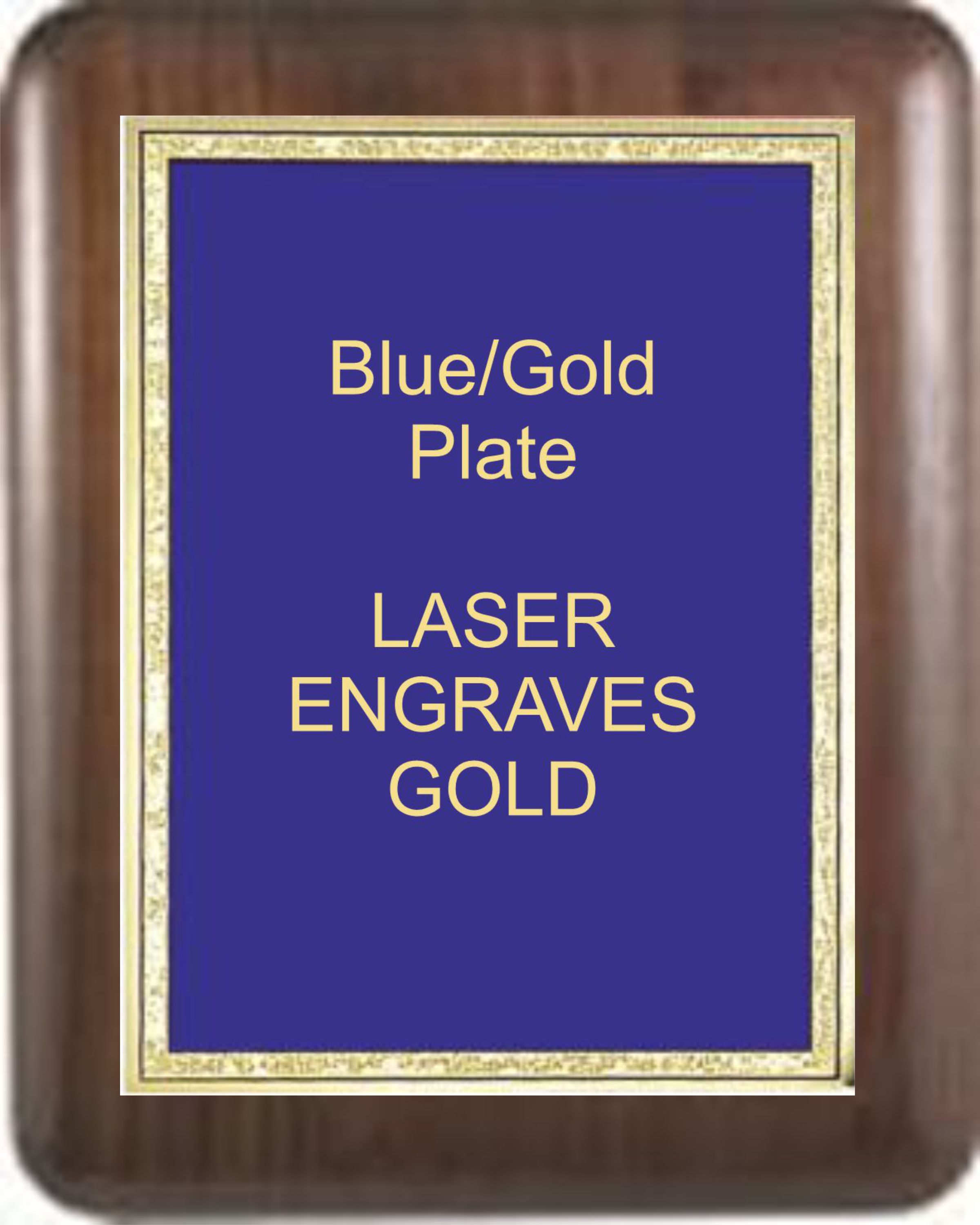 9" x 12" Genuine Walnut Elliptical Edge Round Corner Plaque with a Blue Florentine Plate.