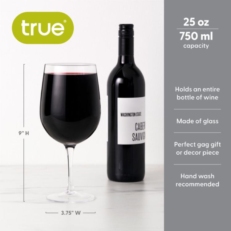 True Big Swig: Full Bottle Wine Glass - Thumbnail 2