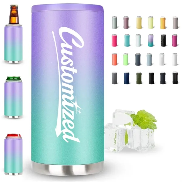 Custom 12 oz Slim Can Cooler Insulated Stainless Steel — Beverage Chilling Holder