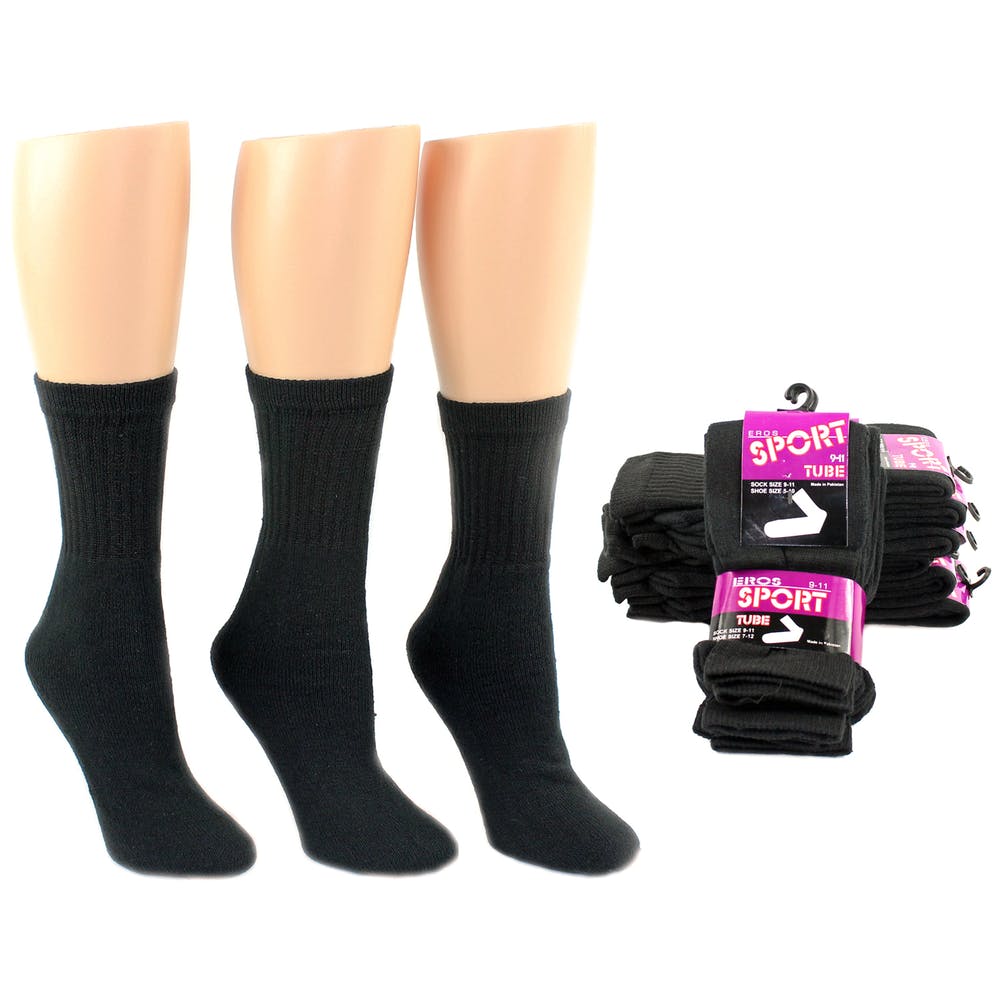 Women's Athletic Tube Socks - Black Size 9-11 3