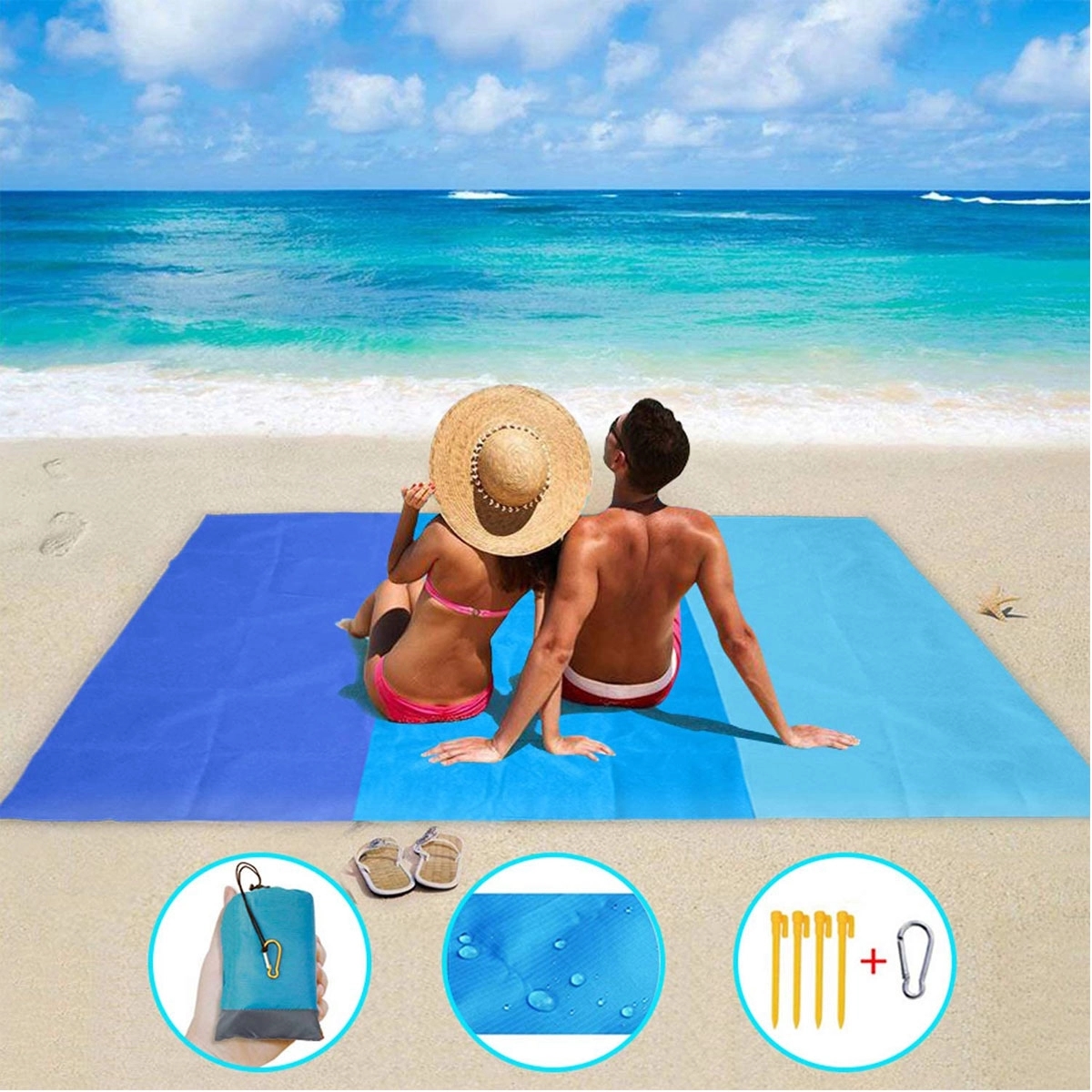 Samll MOQ 32PCS Outdoor Sandproof Beach Mat 79" X 83" 5