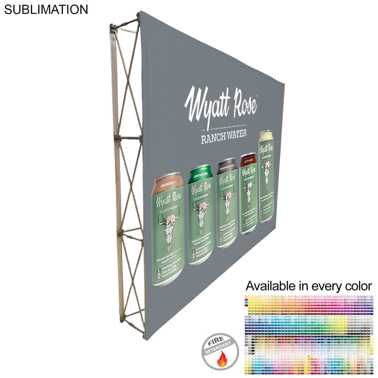 Tradeshow booth package Ultra, 10' Straight Fabric Wall Display and Premium 8' tablecloth open back 16