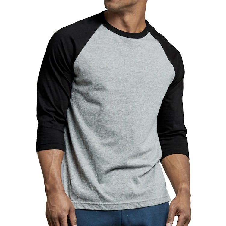 Men's 3/4 Sleeve Baseball T-Shirt - Medium Black/Light Gray 3