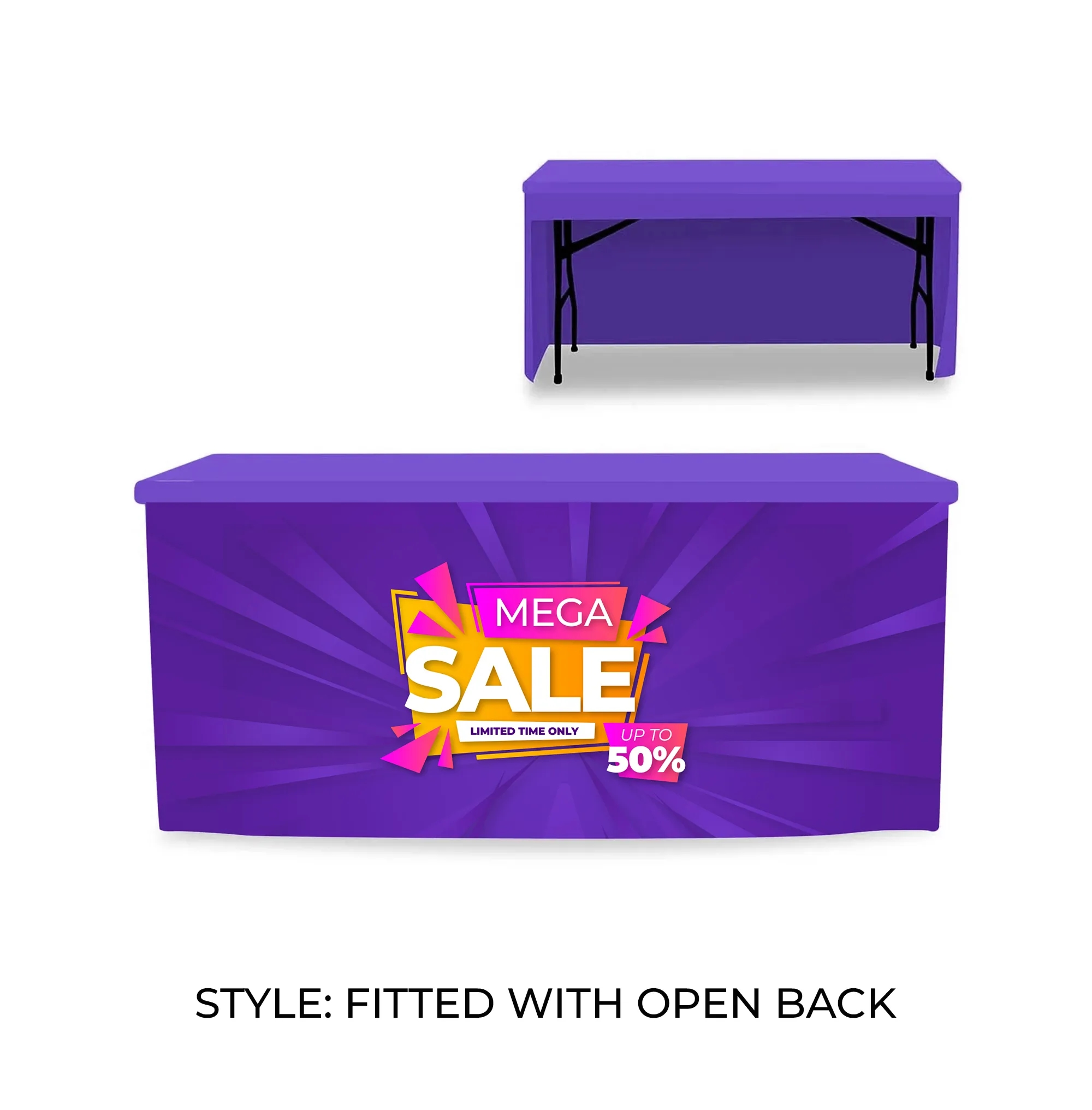 6' Table Cover Fitted Throw w/ Open Back