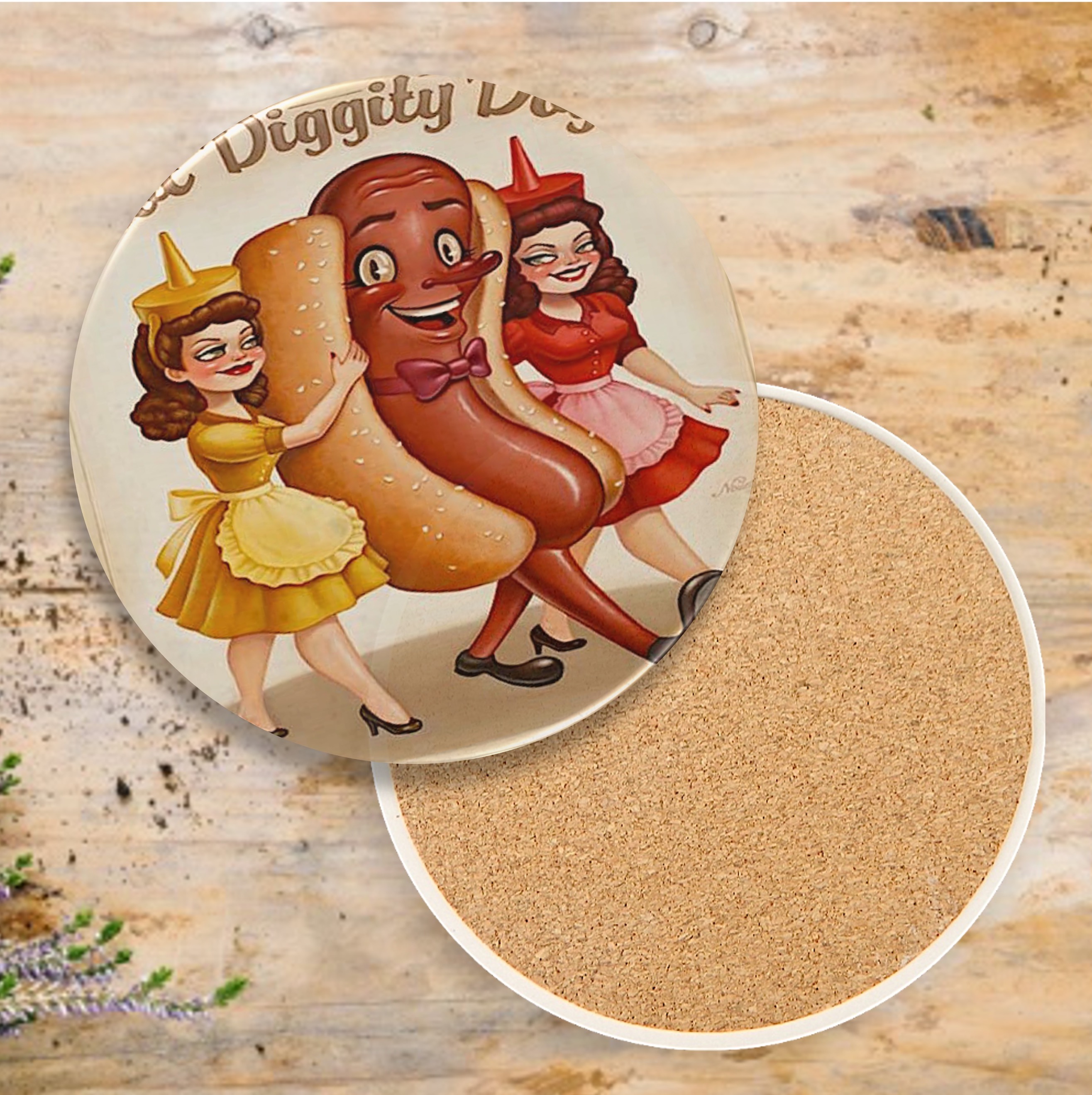 Custom Printed Round Absorbent Stone Coaster - Full Bleed