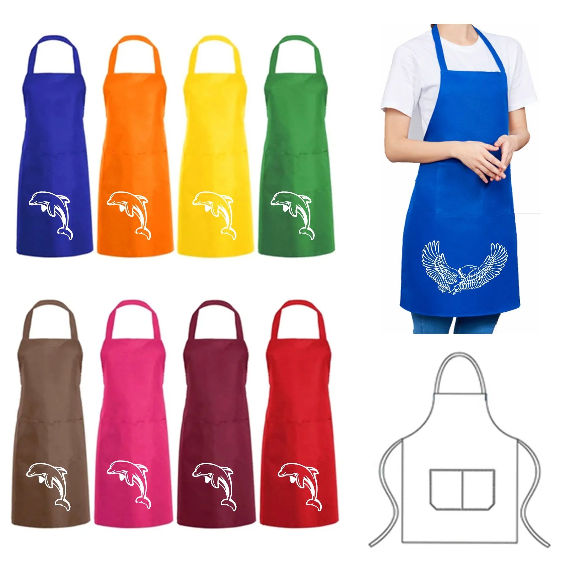 Plain Kitchen Cooking Bib Apron