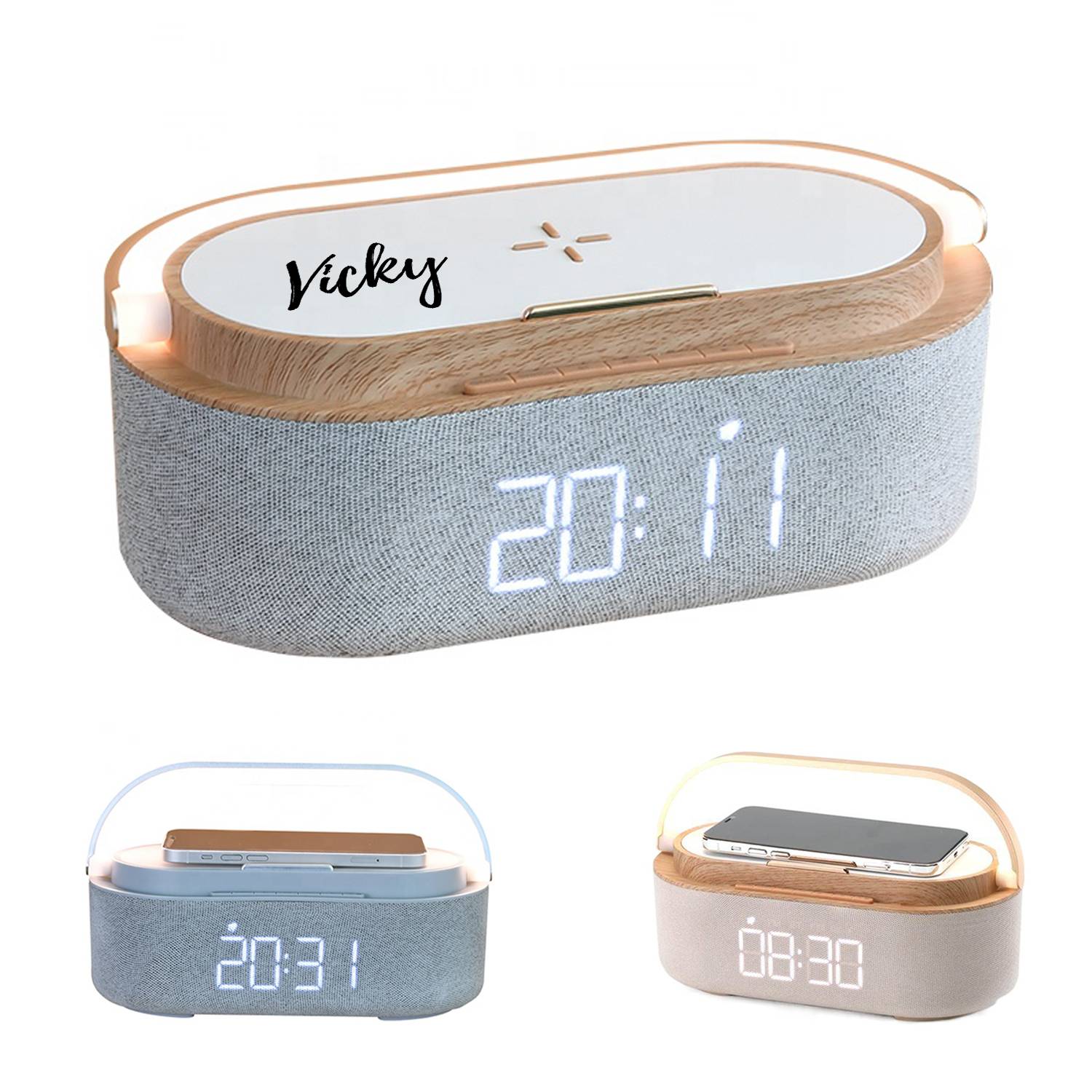 Wireless Charging Bluetooth Speaker w/ Alarm Clock