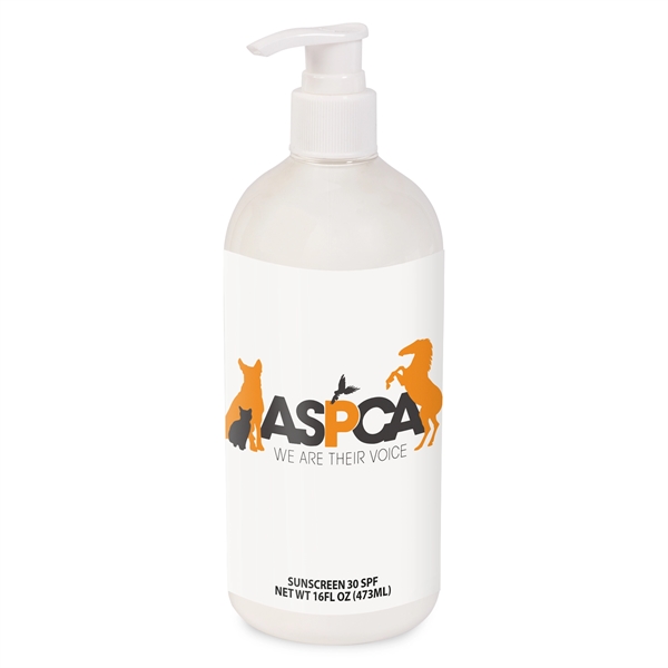 16 oz Sunscreen SPF30 for trade show giveaways