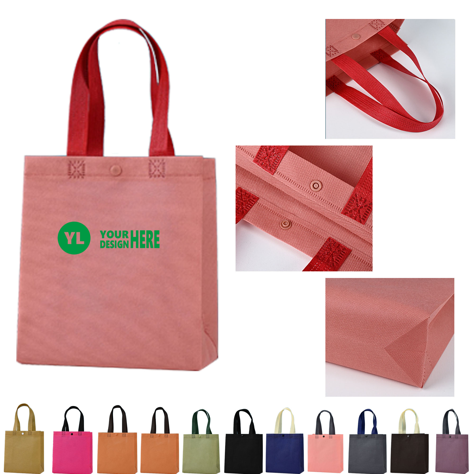 MOQ50 Buckle Nonwoven Tote Bags Customized Logo 2