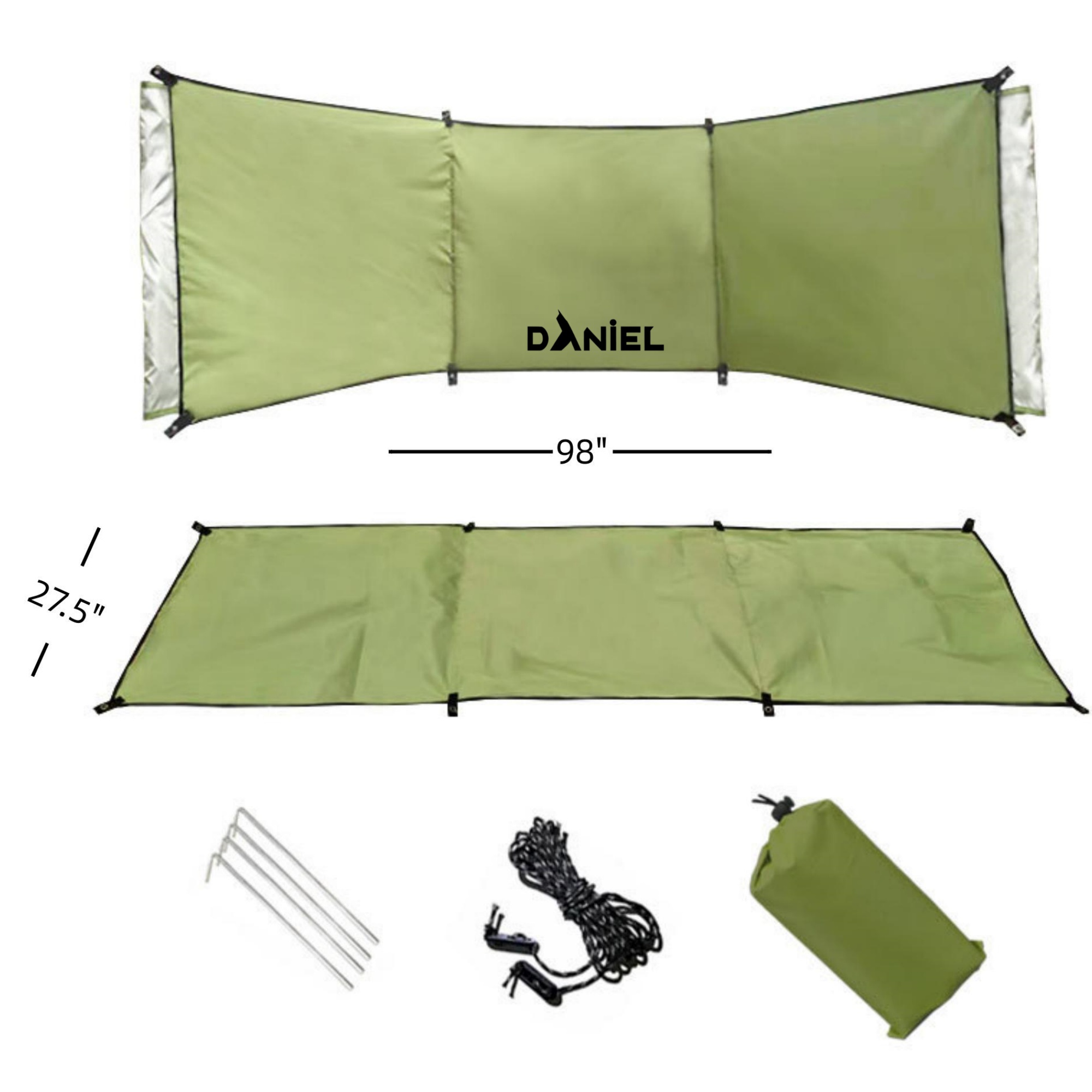 98" x 27.5" Stakeless Square Outdoor Wind Protection 3 Panel Design 2