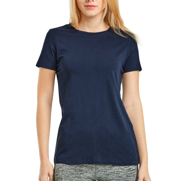 Women'sClassic Fit Crew Neck T-Shirts - Large Navy 2