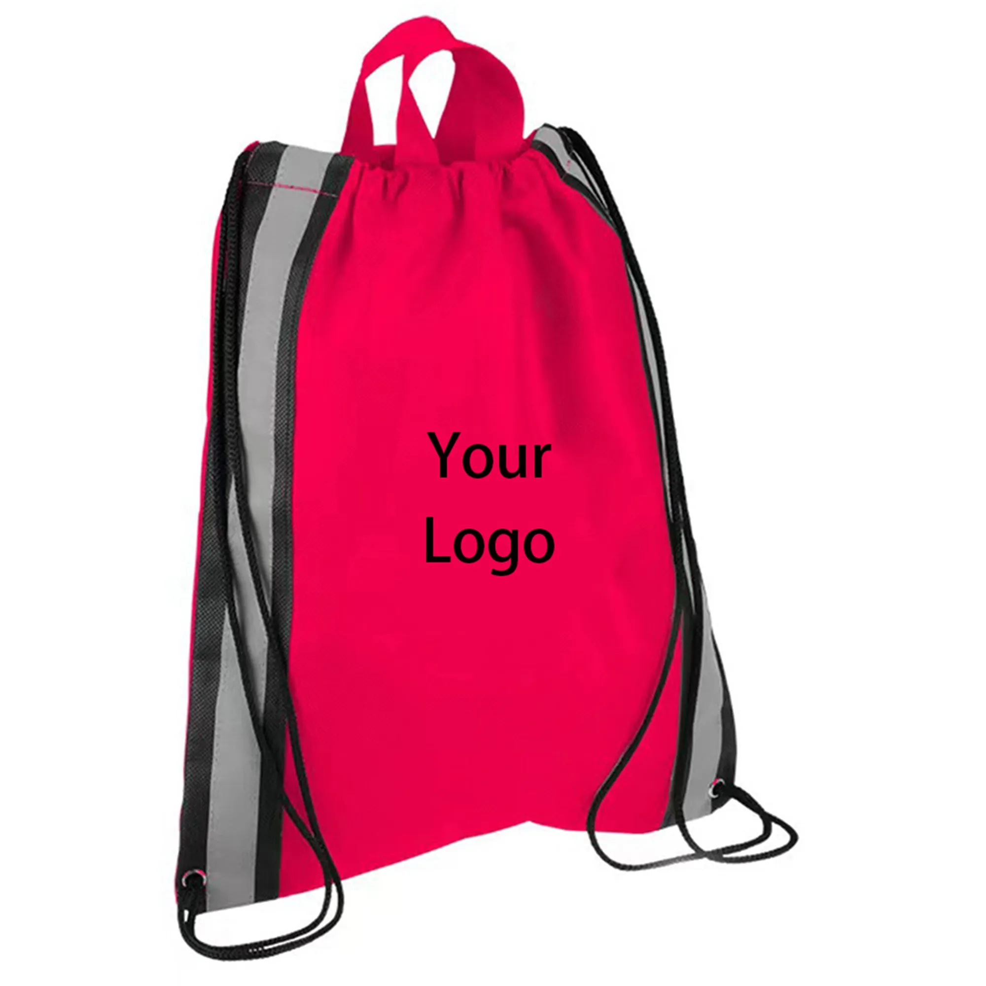 210D Poly Reflective Stripes Drawstring Backpack 7