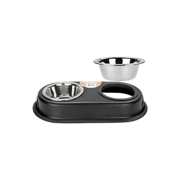 Stainless Steel Double Pet Bowls Black 8oz 3