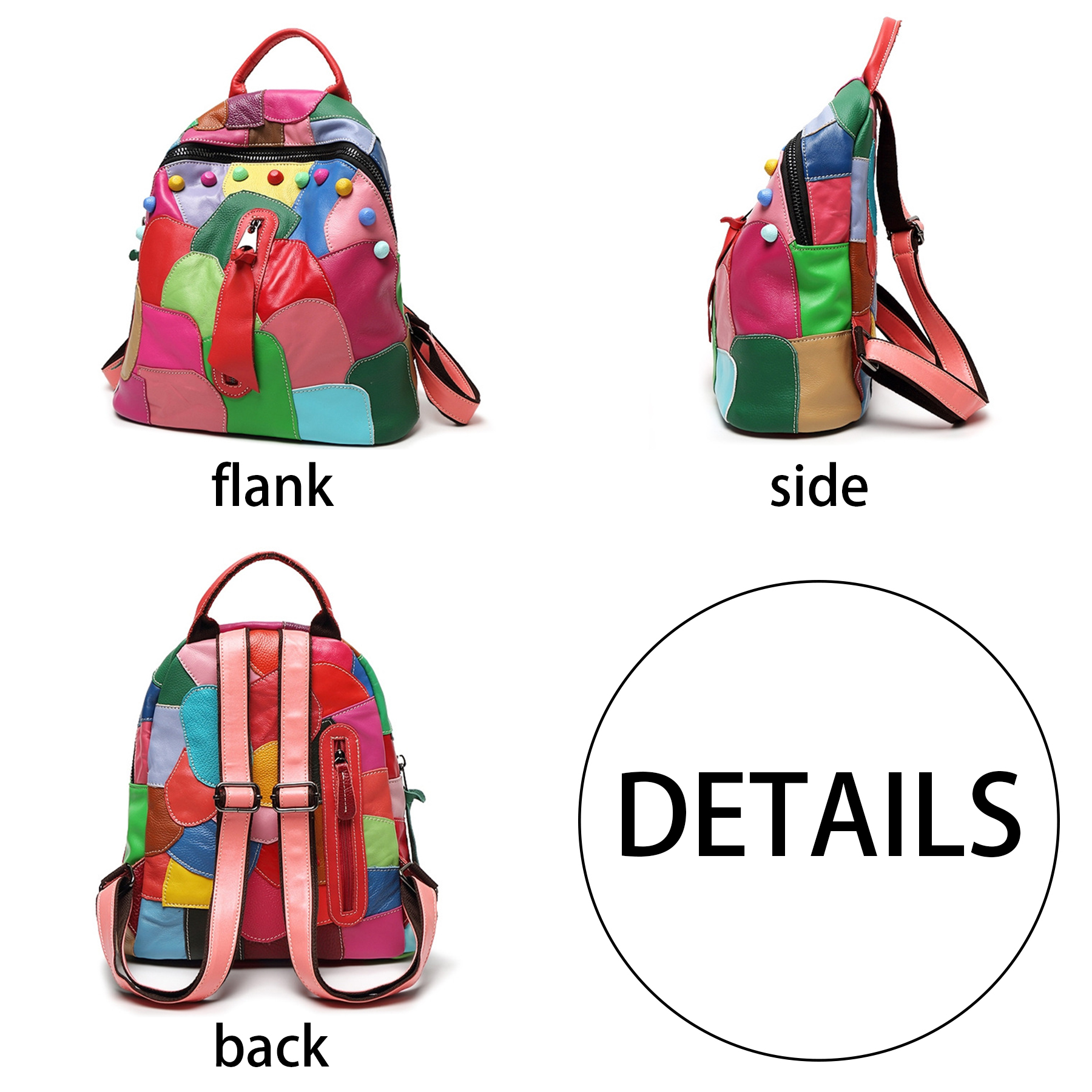 Genuine Leather Large capacity paneled backpack for women 9