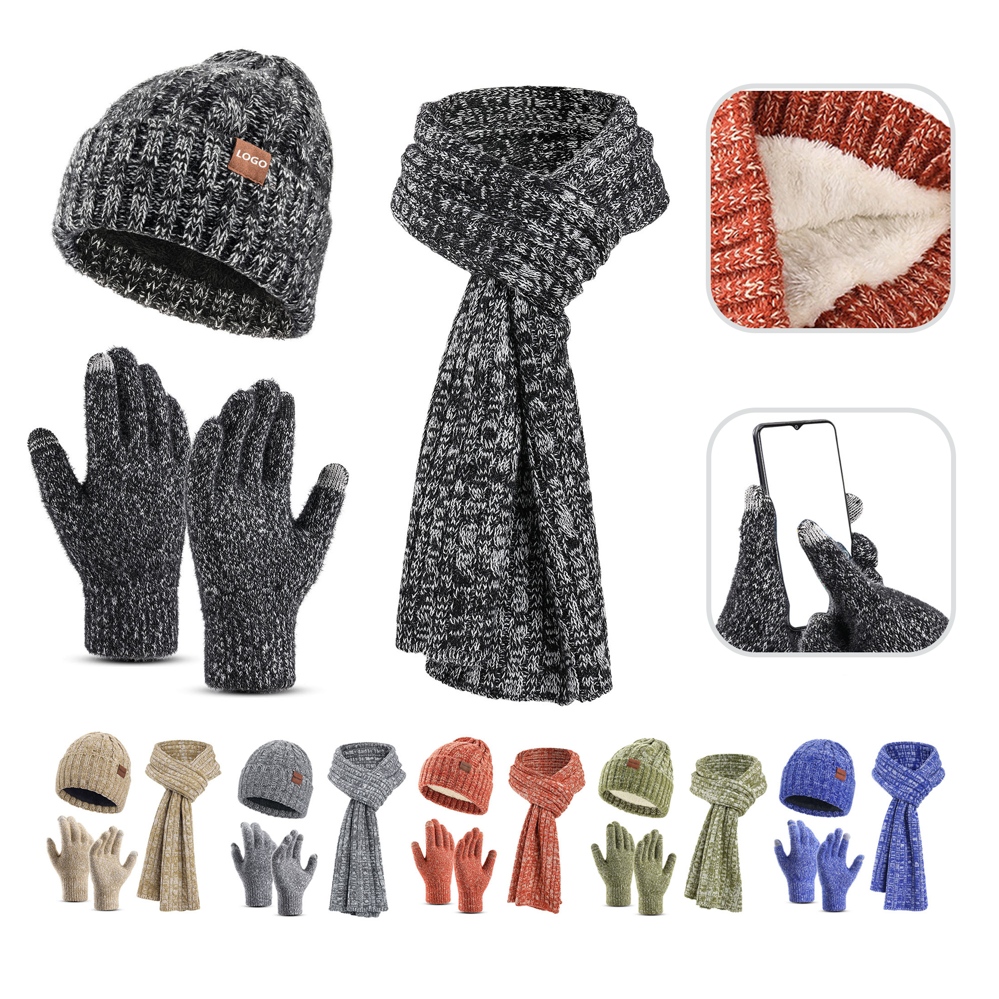 Winter Hat Scarf Glove Set For Women