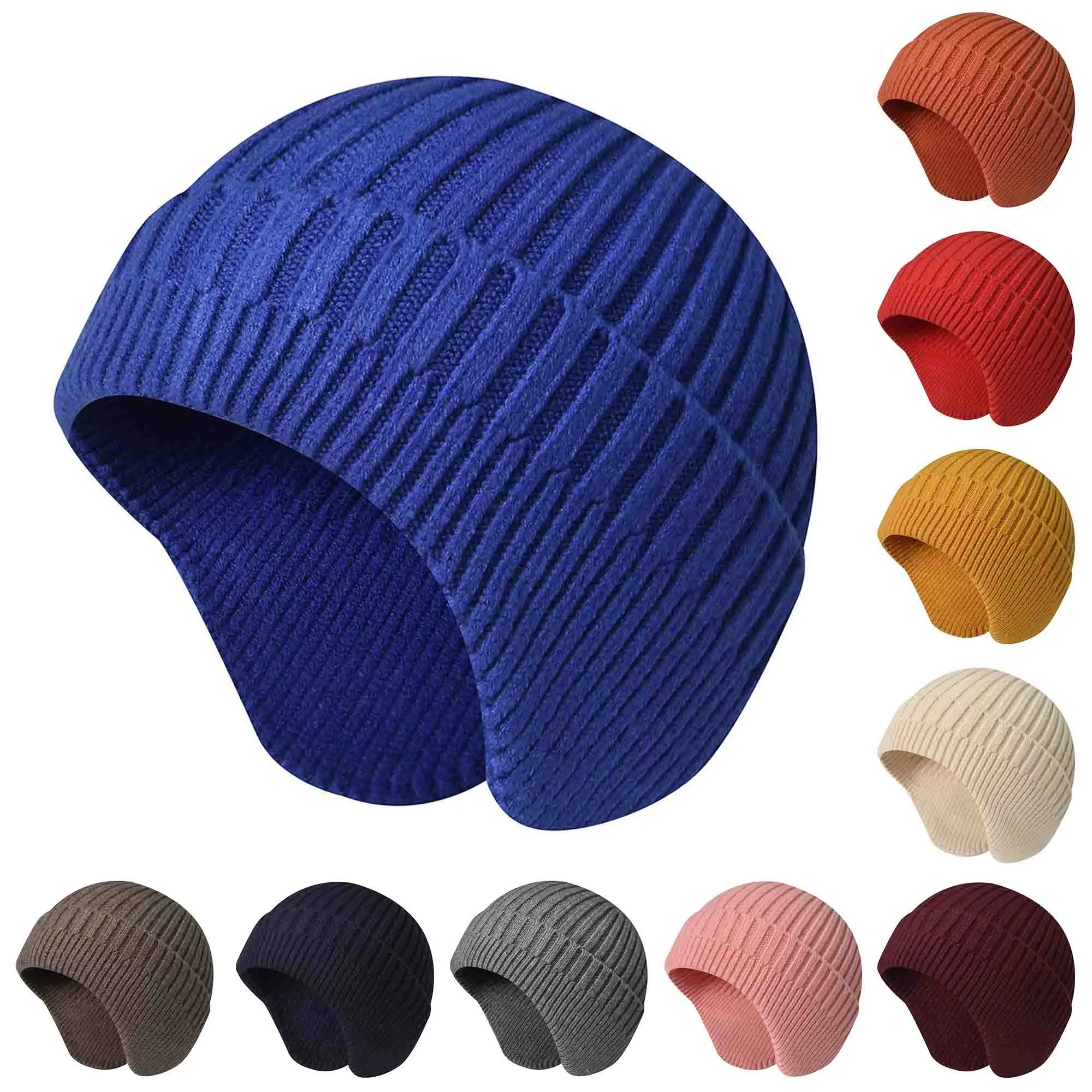Winter Knitted Hat Slouchy Knit Beanie with Earflaps 5
