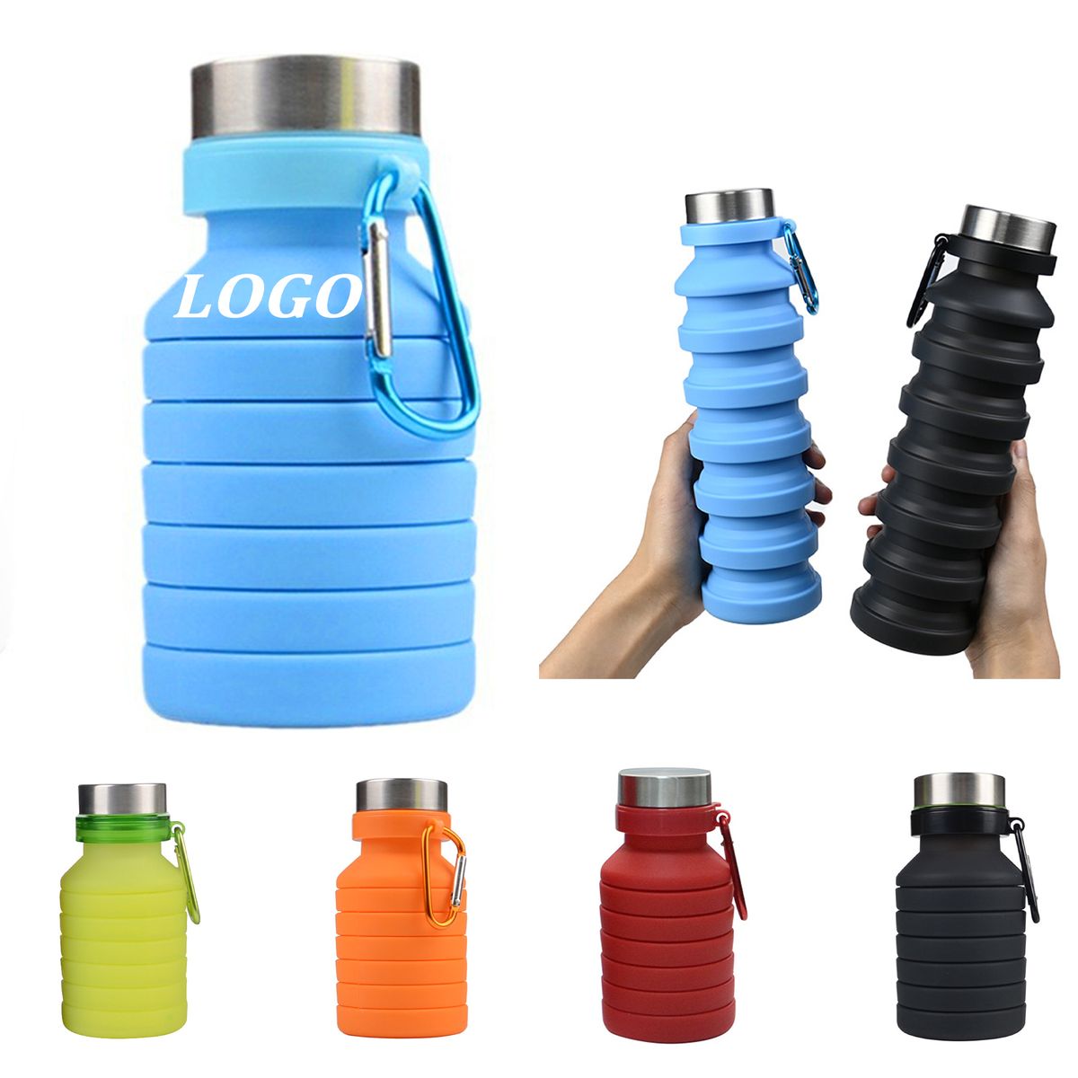 19 Oz. Collapsible Silicone Water Bottle