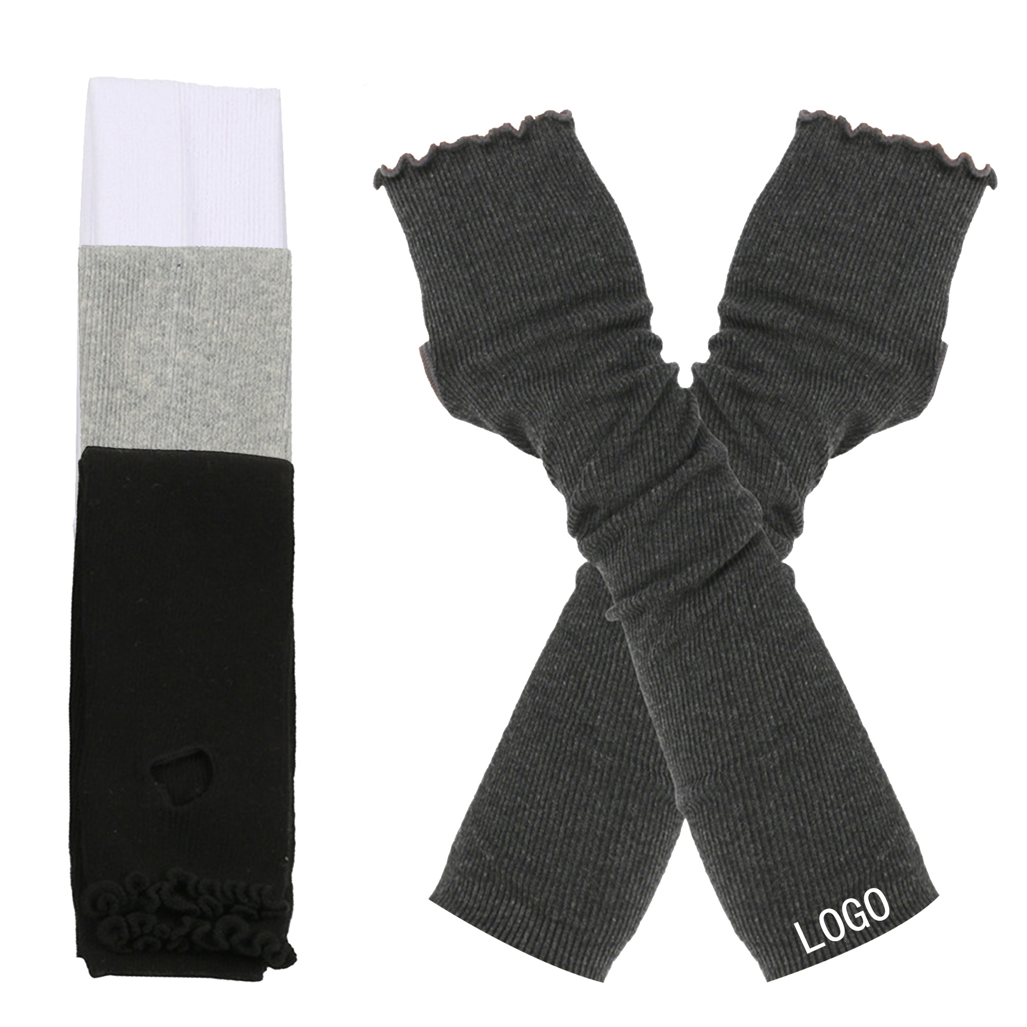 Cotton Knitted Lace Solid Color Fingerless Gloves 2