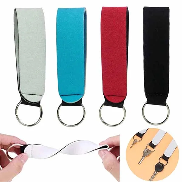Metal Ring Neoprene Wristlet Keychain Lanyard Strap