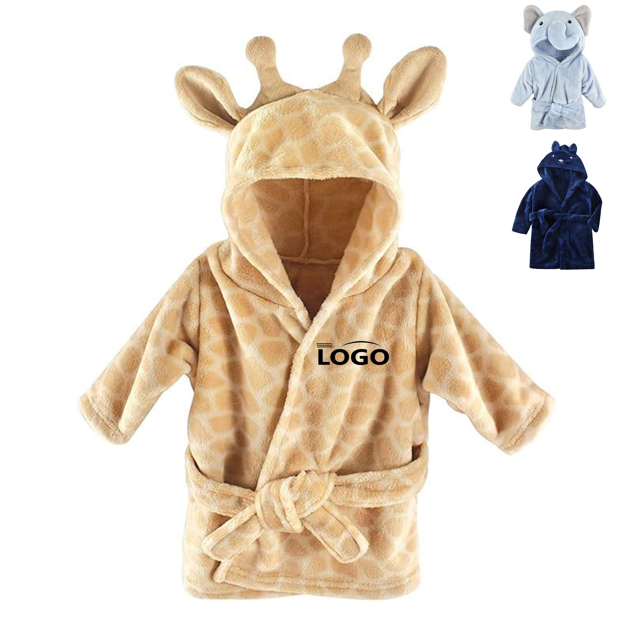 Flannel Children's Bathrobe with Fun Animal Designs 8