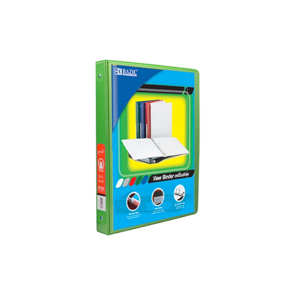 0.5" 3-Ring View Binder - Lime Green 2 Pockets 3