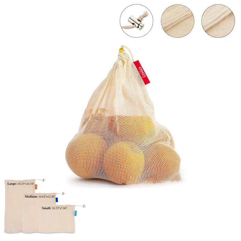 Cotton Mesh Drawstring Bag 2