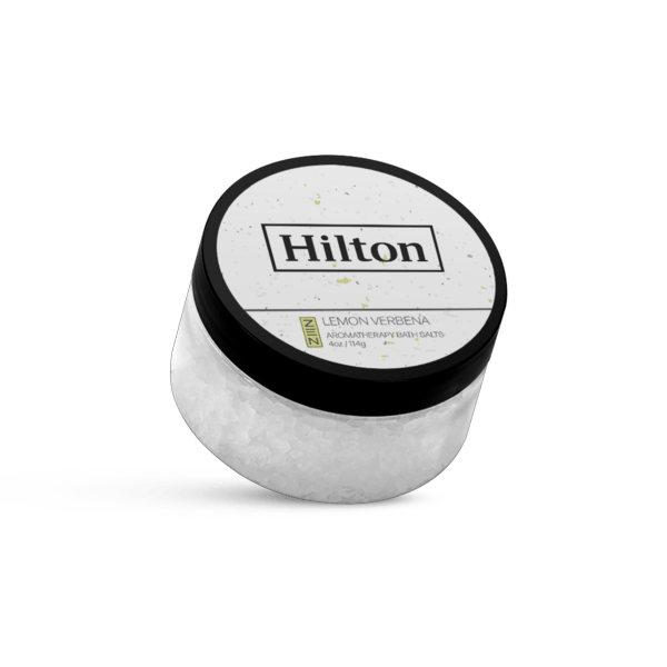 4 oz. Lemon Verbena Bath Salts in Clear Jar with Black Lid