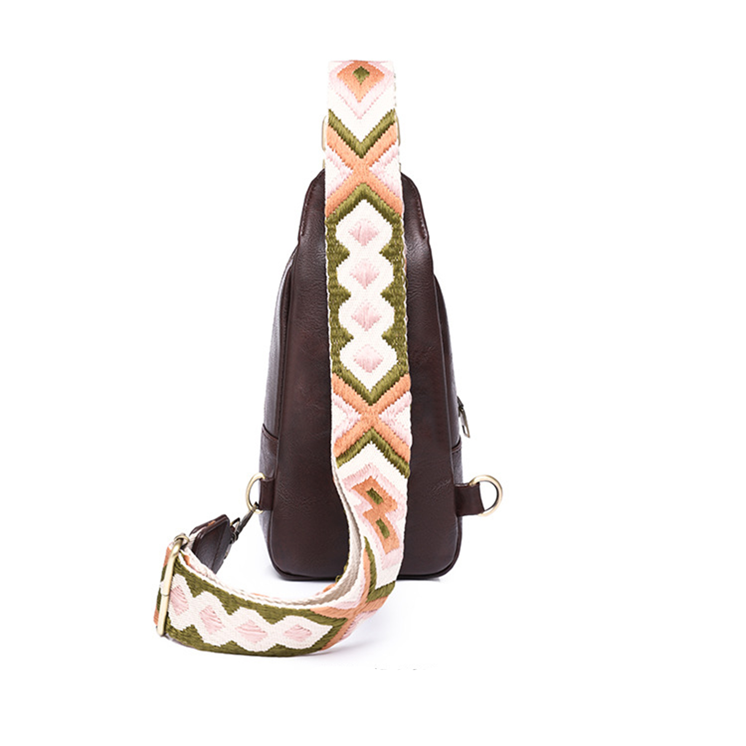 Pu Trendy Faux Leather Crossbody Bag With Geometric Strap 11