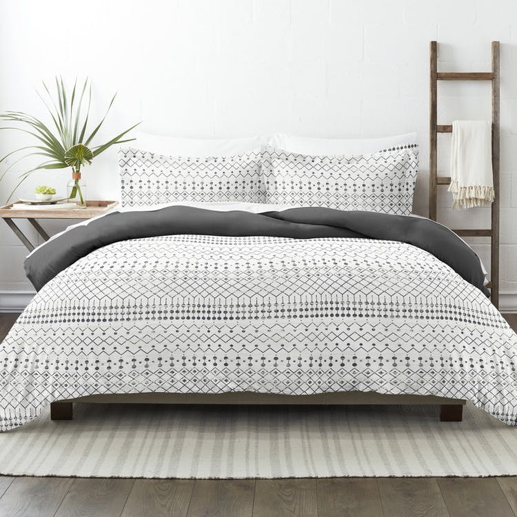 Reversible Duvet Cover Sets - Etched Gray Full-Queen 3 Piece 3