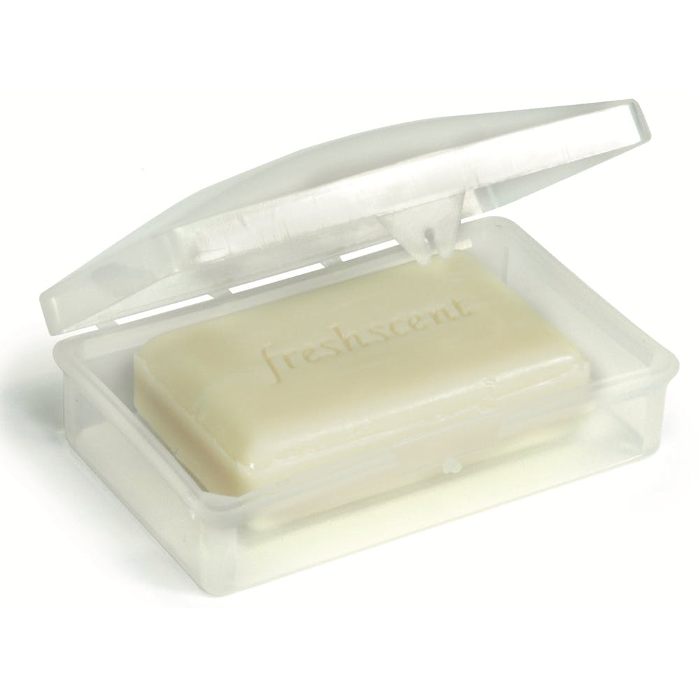Hinged Soap Dishes - Clear Plastic, promotional household item with logo imprint 3