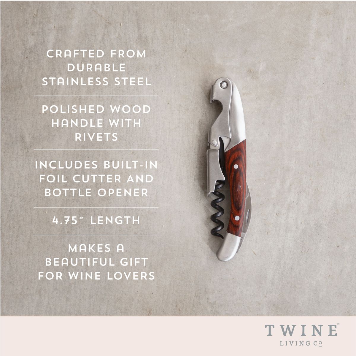 Twine Living Double Hinged Corkscrew #3368 - Thumbnail 4