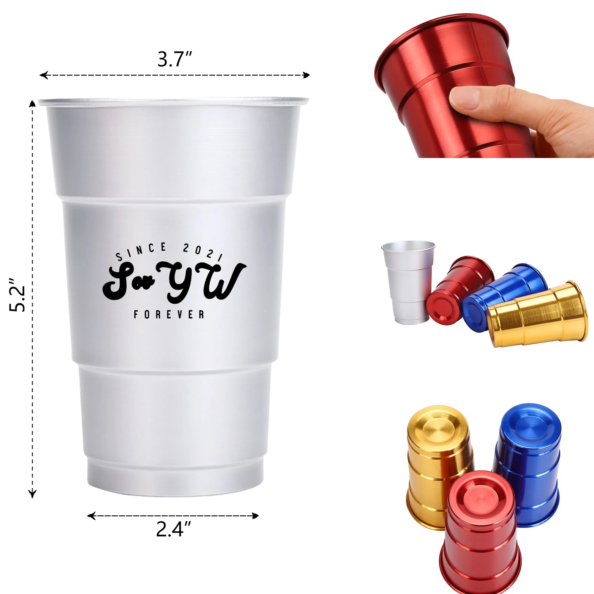 16 Oz Aluminum Reusable Stadium Party Beer Cup