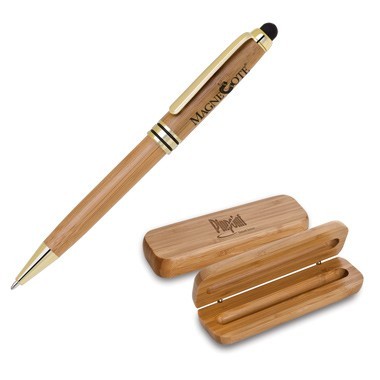 Eco-Friendly Bamboo Pen Set (Gold/Black Trim Pen)