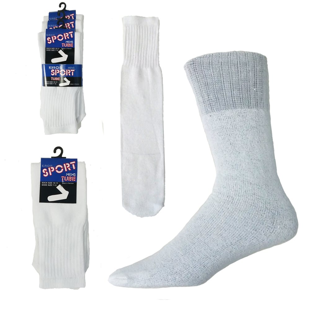 Men's Tube Socks - Size 10-13 White 3