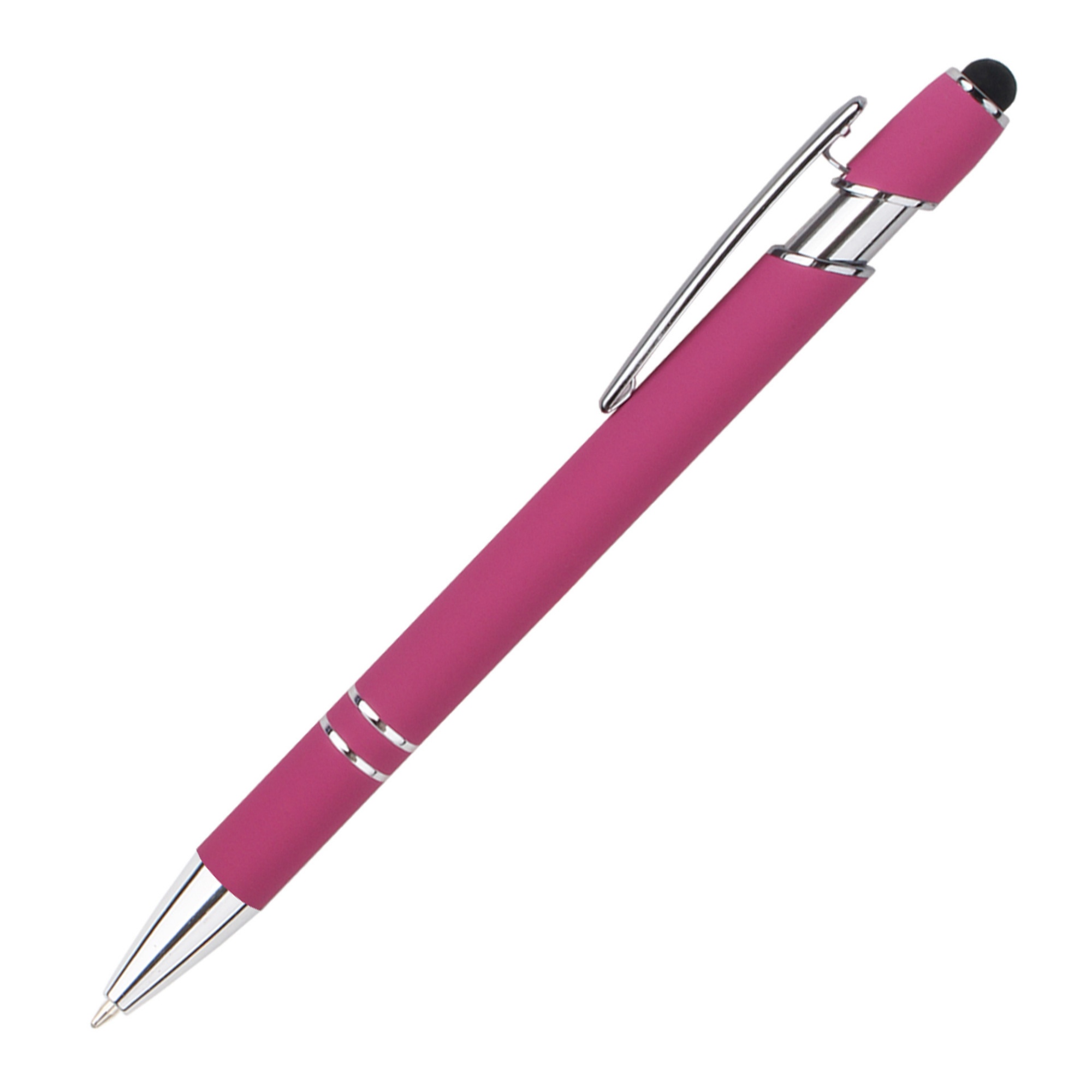 Retractable Metal Ballpoint Pen With Stylus Tip Black Ink 38